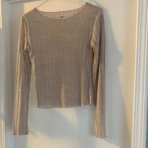 NATURAL LIFE Ribbed Beige Long Sleeve Top